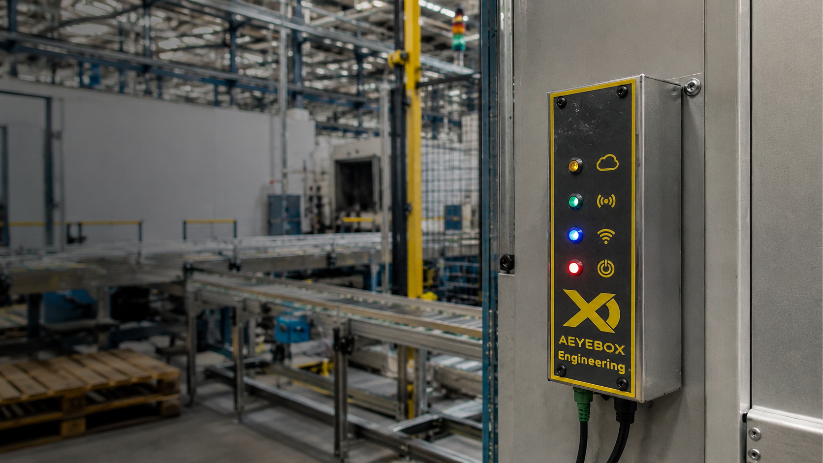 AEYEBOX device installed beside a production line