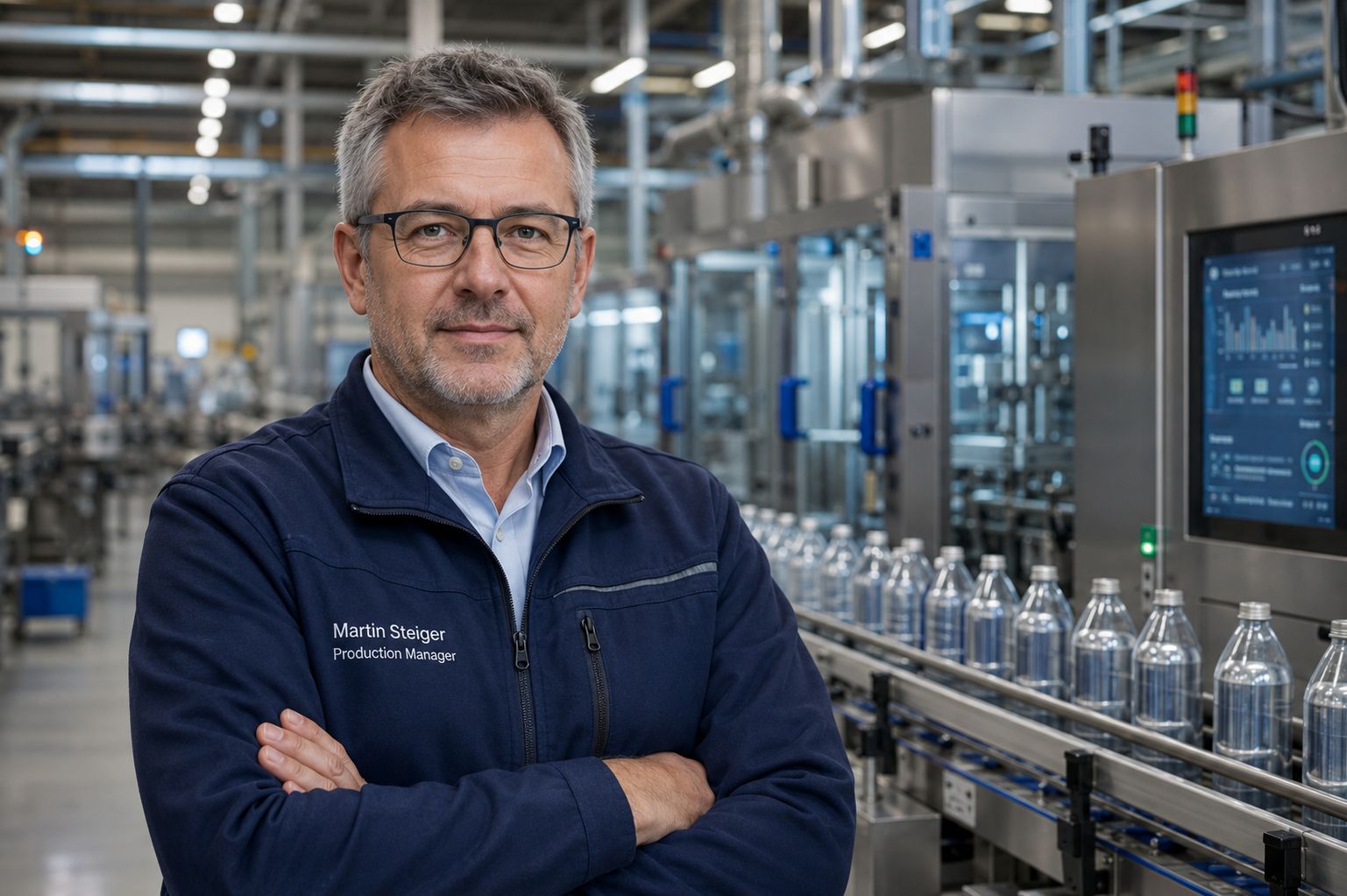 Martin Steiger, Production Manager, on a production floor